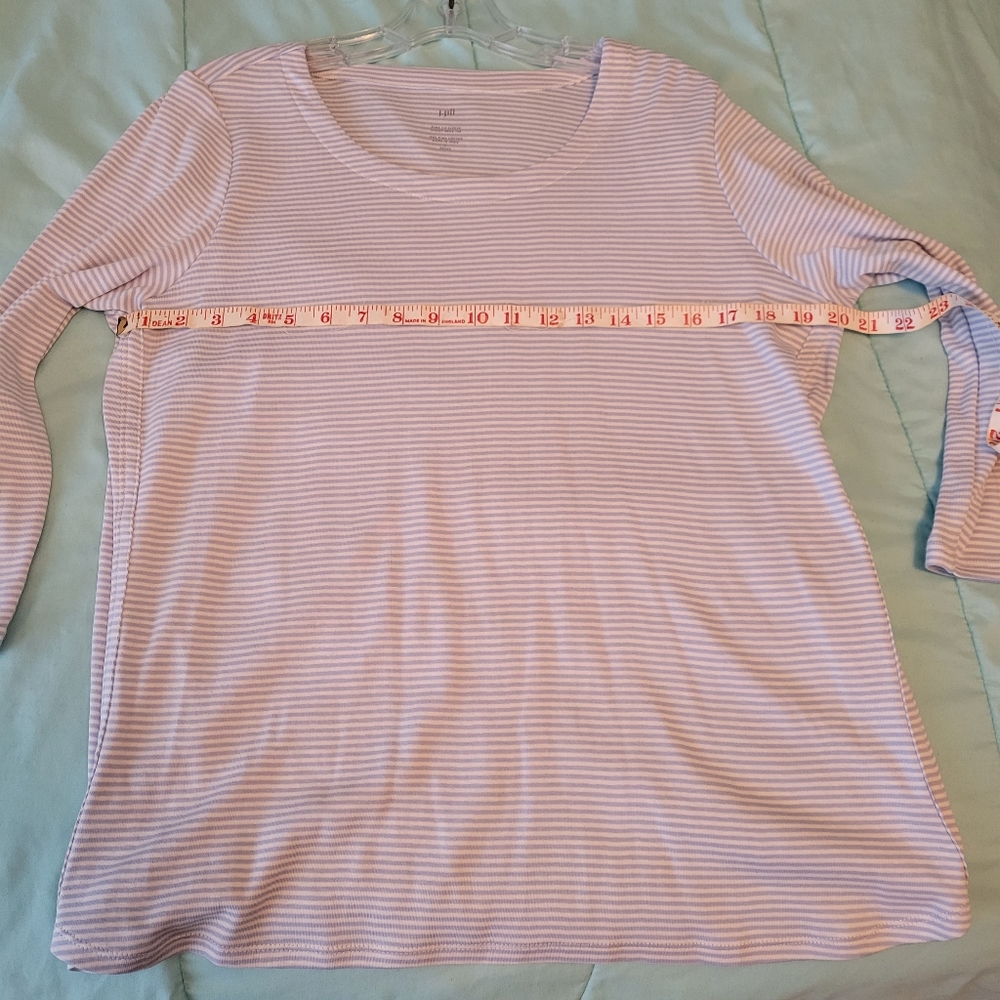 NWT J Jill Pima 3/4 Sleeve Scoop Neck Stripe Tee - Picture 5 of 6